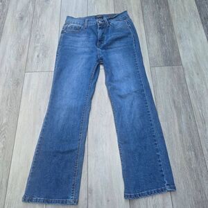 Curve Appeal high rise kick flare ankle blue stretch jeans size 4/27